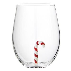 Slant stemless wine glass with Candy Cane inside/20 ounce - NWT